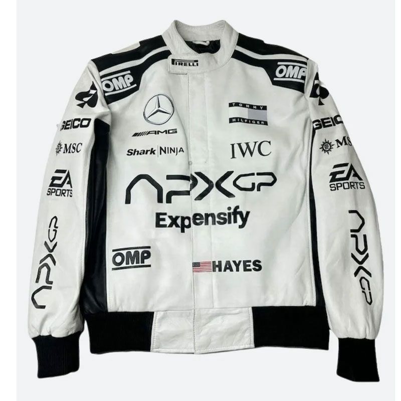 APXGP Brad Pitt Formel 1 Vintage Rennjacke (Schwarz-Weiß-Racer)