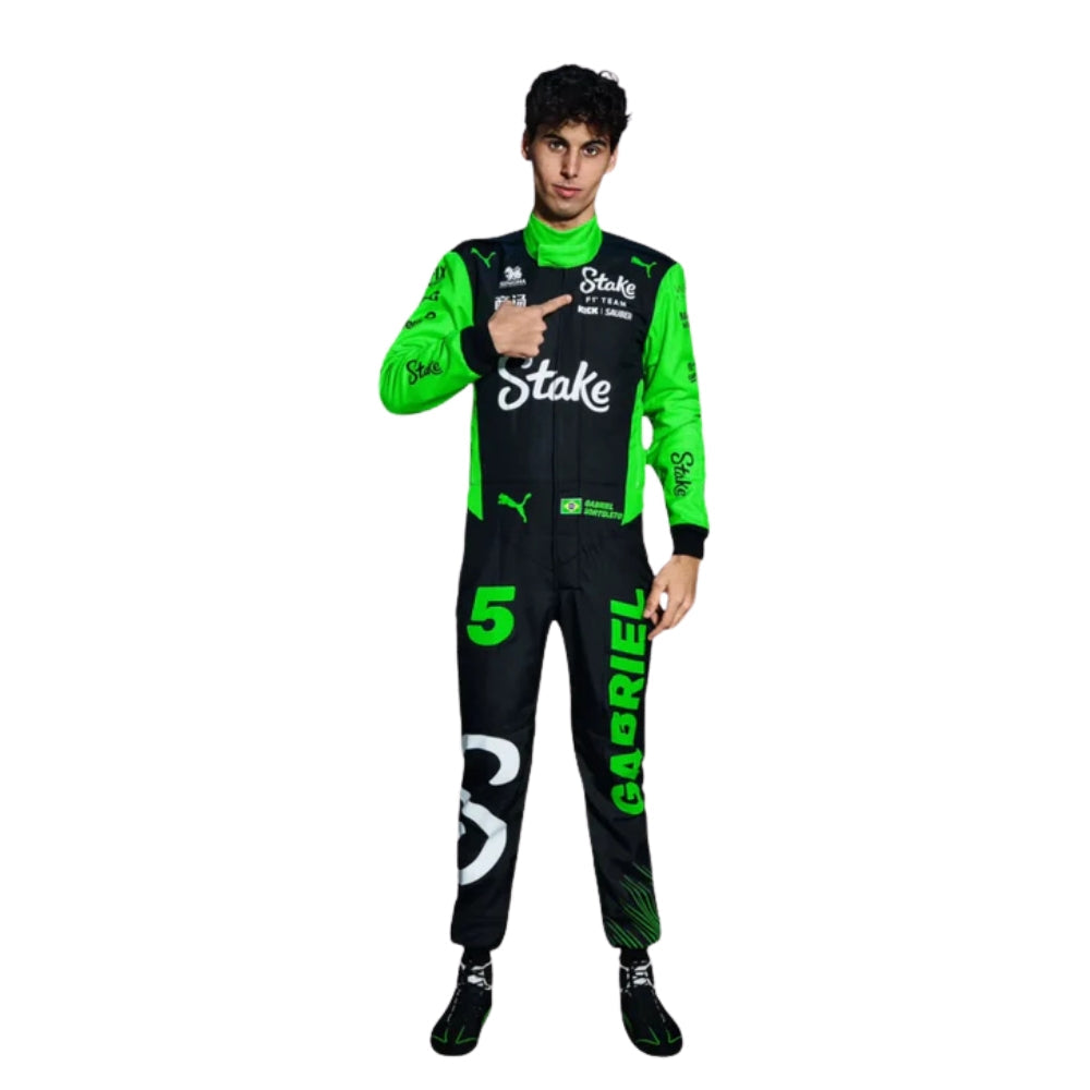 Stake F1 Team Kick Sauber Gabriel Bortoleto 2025 Formel 1 Rennanzug Replik (Kick Race)