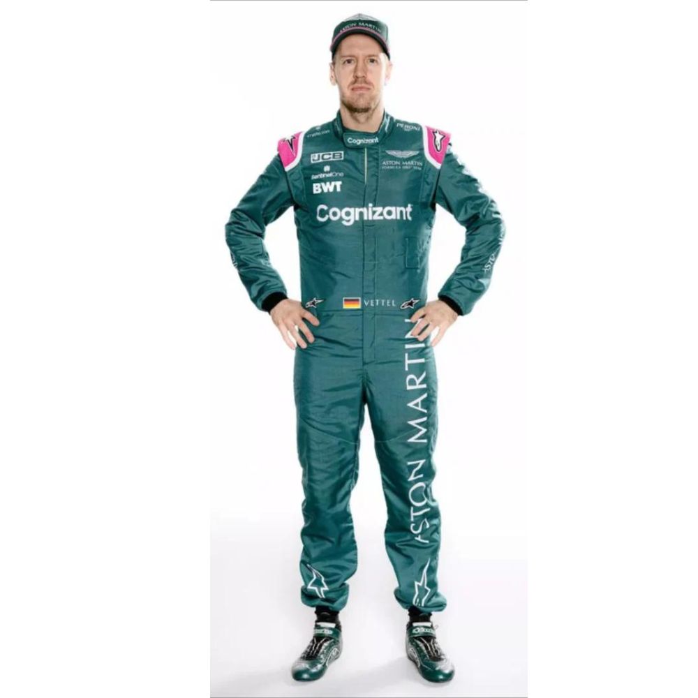 Aston Martin Aramco F1 Team Sebastian Vettel 2021 Formula 1 Racing Suit Replica (Race)