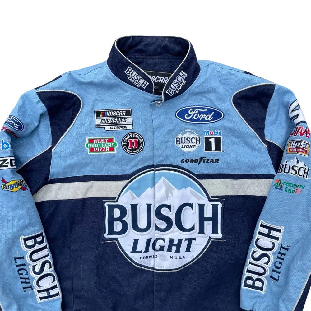 Formel 1 Vintage Racing Jacket (Herren Marineblau/Blau Busch Light Full Snap)