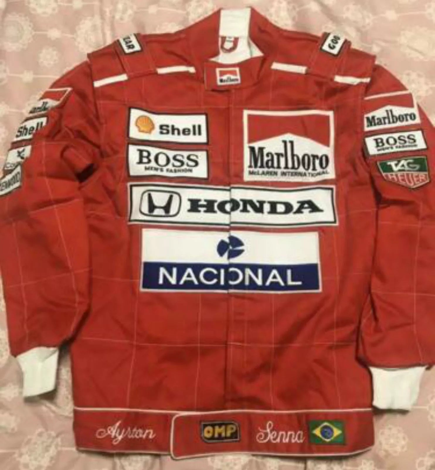 McLaren Formel 1 Team Formel 1 Vintage Rennjacke (Ayrton Senna Patches Go-Kart)